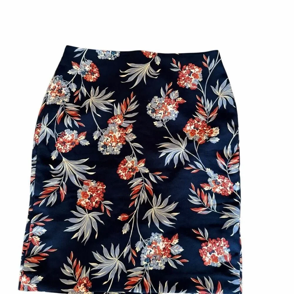 Ann Taylor Factory Floral Lined Pencil Career Skirt SZ 6